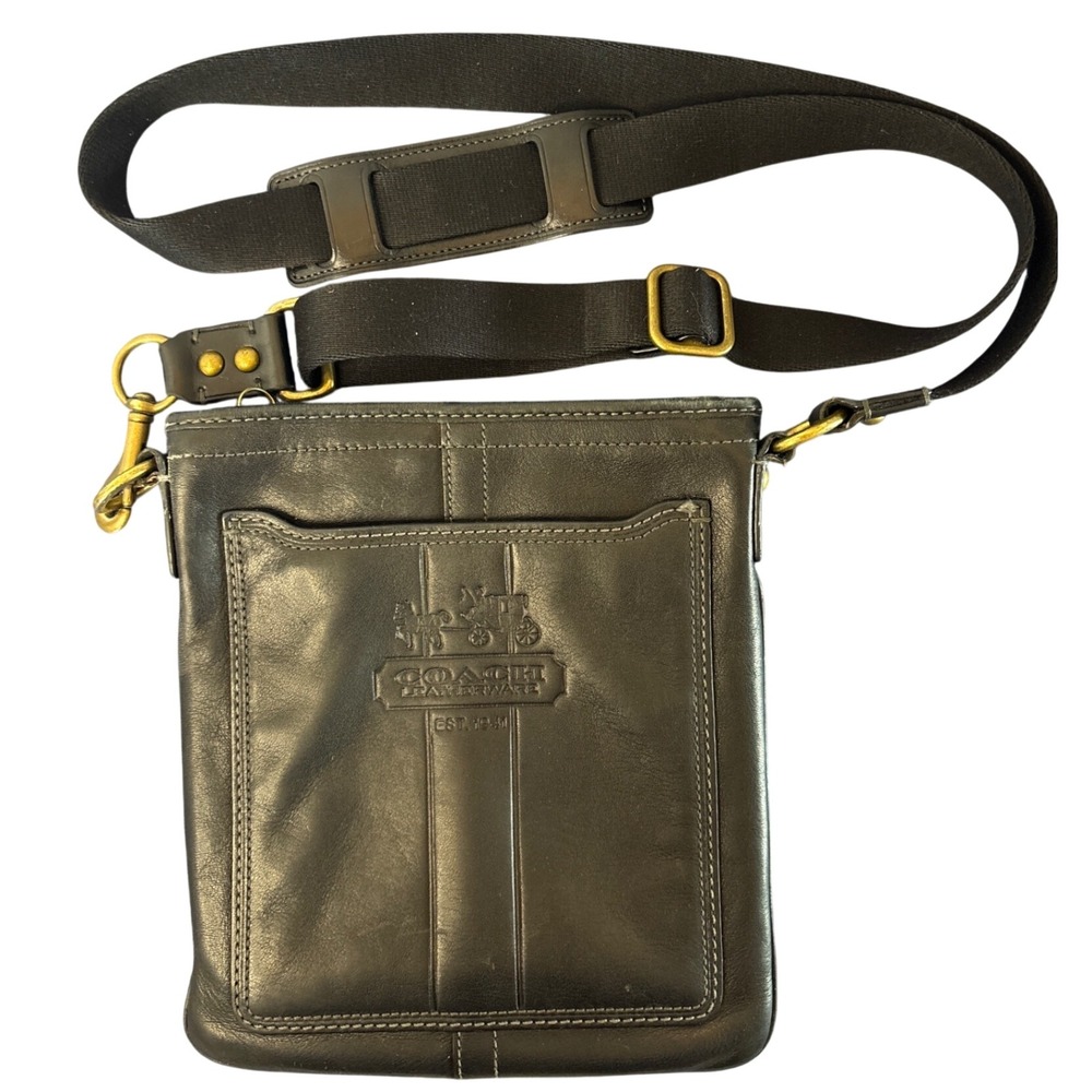 Coach Heritage 1941 Black Leather  Crossbody Pink Lining H0769-41004-see notes